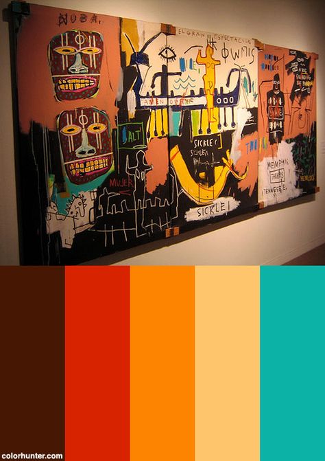 Basquiat+Color+Scheme Picasso Color Palette, Graffiti Color Schemes, Flat Color Palette, Michel Basquiat, Production Design, Jean Michel Basquiat, Flat Color, Art Furniture, 4 Kids