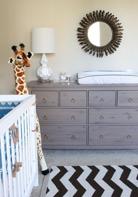 Boy Nursery Design, Ikea Hemnes Dresser, Hemnes Dresser, Contemporary Nursery, Ikea Malm Dresser, Ideas Habitaciones, Malm Dresser, Ikea Dresser, White Crib