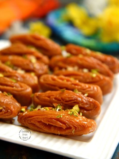 Make traditional Andhra sweet Madatha Kaja recipe with step by step pictures. Tapeswaram Kaja popular Andhra sweet made for festivals! Cardamom Powder, Clarified Butter, Indian Sweets, Healthy Sweets Recipes, Pastry Dough, Healthy Sweets, Sweets Recipes, Food Festival, Indian Food