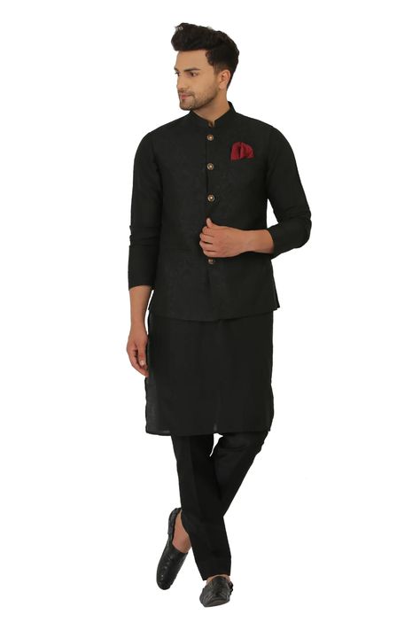 Black Nehru Jacket, Collar Kurta, Cape Jumpsuit, Kurta Set For Men, Nehru Jacket, Nehru Jackets, Macrame Knots, Self Design, Manish