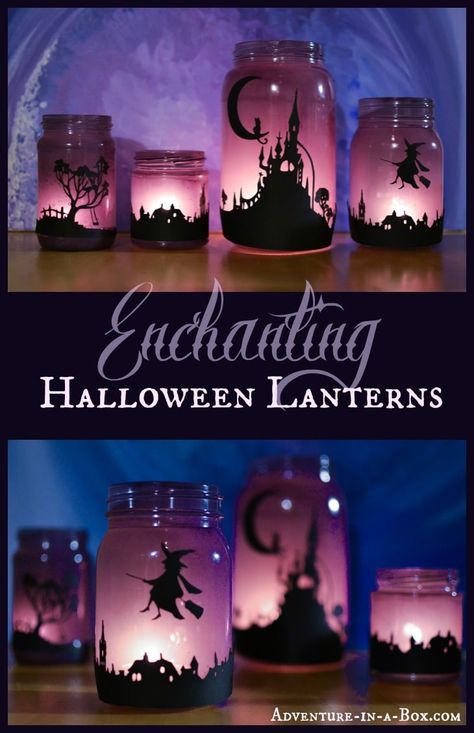 Halloween Mason Jars Diy, Mason Jar Halloween Crafts, Halloween Lanterns Diy, Mason Jar Luminaries, Halloween Jars, Halloween Mason Jars, Mason Jar Lanterns, Lantern Craft, Creative Candles