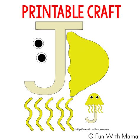 J Crafts For Preschoolers, J Activities For Preschool, Letter J Crafts For Preschoolers, Letter J Activities For Preschool, Letter J Craft, Jellyfish Template, J Activities, Letter Animals, Letter J Activities