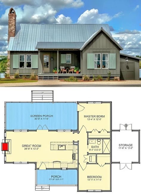 Small Cottage House Plans, Small Cottage Homes, Cottage Floor Plans, Small House Floor Plans, Cabin House Plans, Tiny House Floor Plans, Casa Container, Cottage Plan, Small Cottage