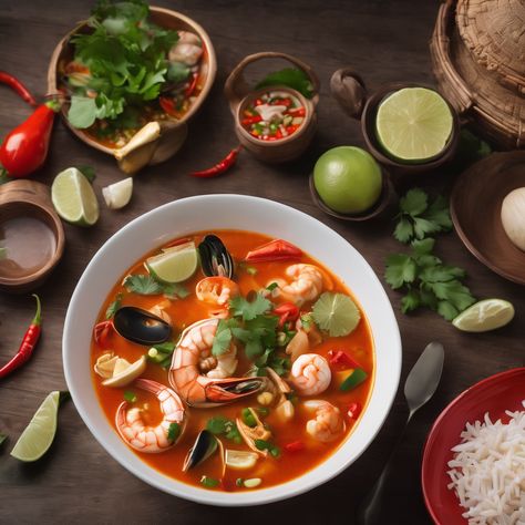 #tomyumgoong #asian #thai #thailand #thaifood #thaicusine #seafood #aesthetic #aestheticfood #flavor14 Spicy Shrimp Soup, Seafood Aesthetic, Tom Yum Goong, Thai Soup, Shrimp Soup, Tom Yum, Kaffir Lime, Spicy Shrimp, Food Stall