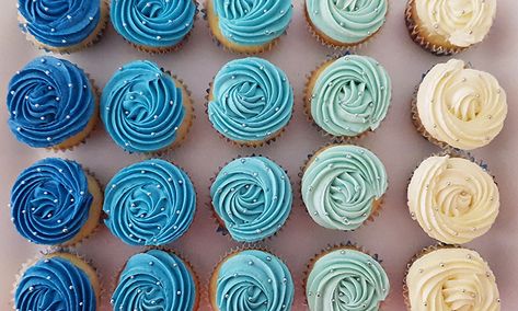 Baby Shower For A Boy, Baby Shower Cake Ideas, Cake Design Ideas, Classy Baby Shower, Cupcakes For Boys, Blue Cupcakes, Baby Shower Cakes For Boys, Cupcake Cake Designs, Easy Cupcakes