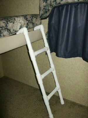 Diy rv bunk ladders Ladder For Bunk Bed, Bed Ladder Ideas, Bunk Bed Ladder Ideas, Rv Bunk Ladder, Camper Bunk Beds, Bunk Ladder, Ladder Ideas, Bed Ladder, Bunk Bed Ladder