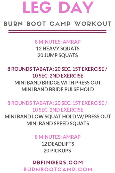 Mini Band Exercises, Burn Boot Camp, Peanut Butter Fingers, Butter Fingers, Boot Camp Workout, Circuit Workout, Jump Squats, Strength Workout, Leg Day