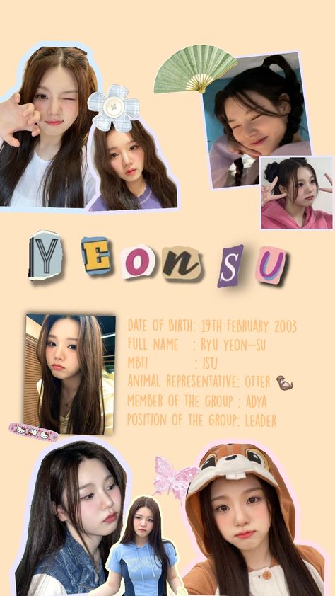 yeonsu from adya biodata / profile #yeonsu #adya #kpop #profile #biodata #5thgenvisual Biodata Aesthetic, Bio Data, Pins, Quick Saves