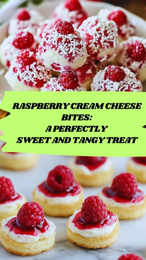 Treat yourself to these irresistible Raspberry Cream Cheese Bites! With a buttery crust, creamy cheesecake filling, and a swirl of vibrant raspberry jam topped with fresh raspberries, these bite-sized desserts are perfect for any occasion. Easy to make and beautifully presented, they’re ideal for parties, holidays, or just indulging your sweet tooth. Save this recipe to impress your guests with a dessert that’s as elegant as it is delicious! ❤️ Cream Cheese Bites, Raspberry Cream Cheese, Raspberry Cream, Bite Size Desserts, Raspberry Filling, Fresh Raspberries, Cheese Bites, Cheesecake Filling, Irresistible Desserts