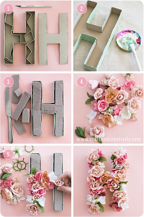 Floral Letters Diy, Hadiah Diy, Paper Mache Letters, Kraf Kertas, Summer Diy Projects, Bilik Idaman, Diy Projektit, Diy Letters, Wooden Letter