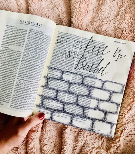 Rise Up And Build, Nehemiah Bible Study, Nehemiah 1:11, Nehemiah Rebuilds The Wall, Nehemiah 8:10, Nehemiah Bible Journaling, Noah’s Ark Bible Journaling, Scripture Doodle, Bible 2