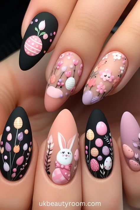 Step into the Easter vibe with these 21 fantastic nail designs! Whether it’s adorable bunnies or vibrant eggs, we’ve got you covered to make your nails pop! Spring, pretty pastel color, easy, natural, cute, simple, gel, acrylic, dip, for short nails, coffin, short, almond shape, long. Elegant Easter Nails Design, Easter Spring Nail Designs, Almond Nails Spring Design, Aesthetic Easter Nails, Spring Nails Almond Shape Short, Easter Nail Art Designs Simple, Easter Bunny Nails Design, Ostara Nails, Easter Nail Designs Spring