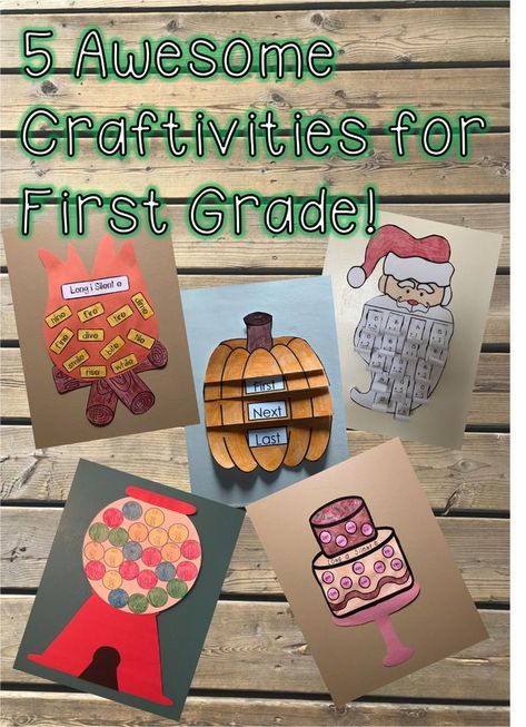 5 fun craftivities for first graders! Crafts 1st Grade, First Grade Projects, August Activities, 1st Grade Crafts, Summer School Activities, September Activities, School Products, First Grade Lessons, Pumpkin Books