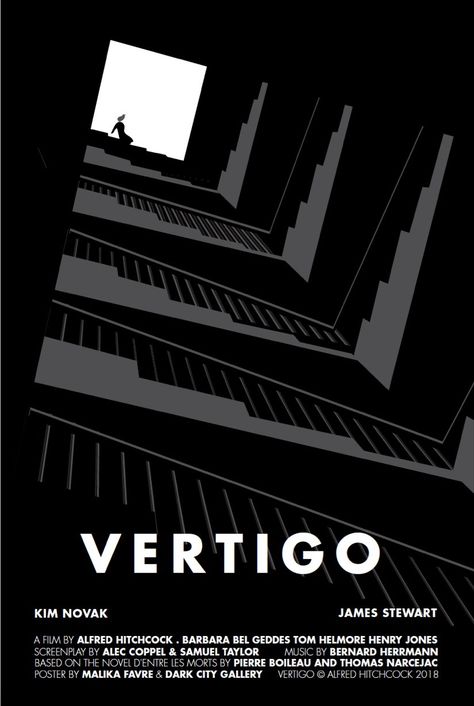 Malika Favre Illustration, Gestalt Poster, Film Posters Typography, Hitchcock Poster, Film Posters Illustration, Vertigo Poster, Poster Motion, Short Film Poster, Vertigo Movie