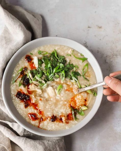 Chicken Congee Recipe, Neapolitan Pizza Dough Recipe, Chicken Congee, Congee Recipe, Chicken Ginger, Vietnamese Chicken, Cheddar Mac And Cheese, Pumpkin Oats, Weekday Dinner