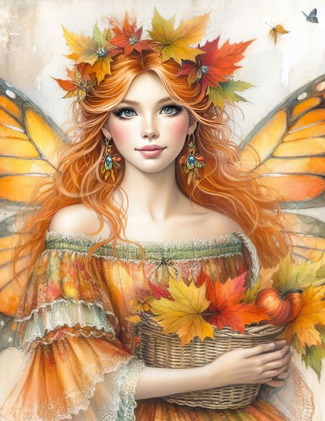 Autumn Fairy Illustration, Autumn Fairy Art, Free Clip Art Printables, Autumn Fairies, Fairy Clip Art, Journaling Scrapbook, Fairy Tattoo Designs, Fairy Images, Autumn Fairy