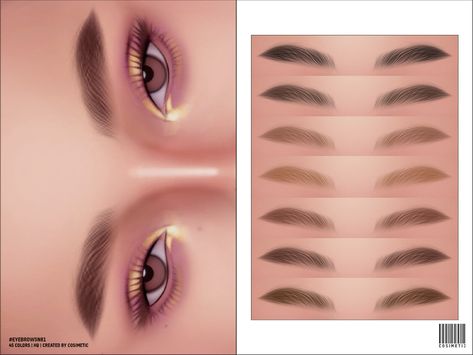 The Sims Resource - Eyebrows | N81 Eyebrow Scar, Round Eyebrows, Short Eyebrows, Sims Makeup, Eyebrow Slits, Sims 4 Cc Eyes, Sims 4 Tsr, Makeup Cc, Body Details