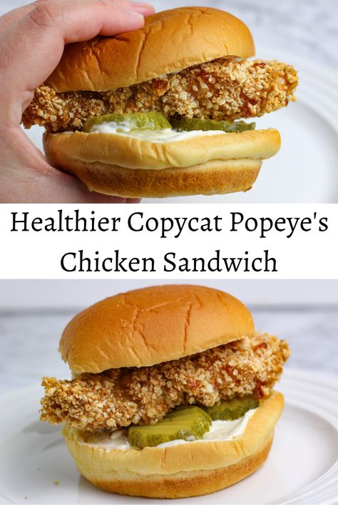 Crispy chicken, creamy mayo, fluffy potato bun, and crunchy dill pickles.  Put them all together and you get the most perfect, delicious copycat version of Popeye's Chicken Sandwich that you can make right at home. #dinner #glutenfree #dairyfree #lunch #healthy Crunchy Dill Pickles, Popeyes Chicken Sandwich, Fried Breaded Chicken, Gluten Free Hamburger Buns, Potato Bun, No Carb Bread, Crispy Chicken Sandwiches, Popeyes Chicken, Chick Fil A Sauce