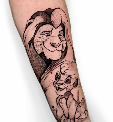 Simba And Nala Tattoo, Mufasa Tattoo, Roi Lion Simba, Motherhood Tattoos, Lion King Tattoo, Son Tattoo, Kunst Tattoos, Tattoo Background, King Tattoos