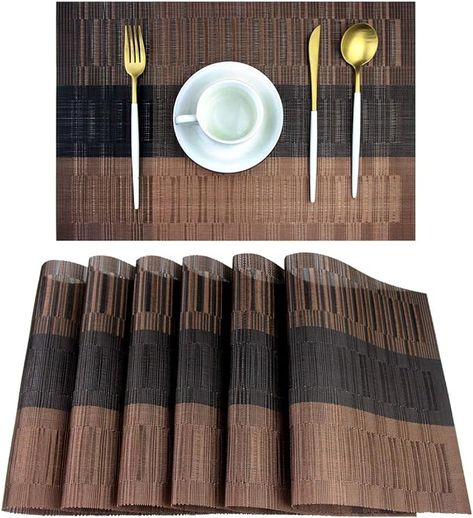 Amazon.com: PIGCHCY Placemats,Washable Vinyl Woven Table Mats,Elegant Durable Placemats for Dining Table Set of 6 (Bamboo-Brown) : Home & Kitchen