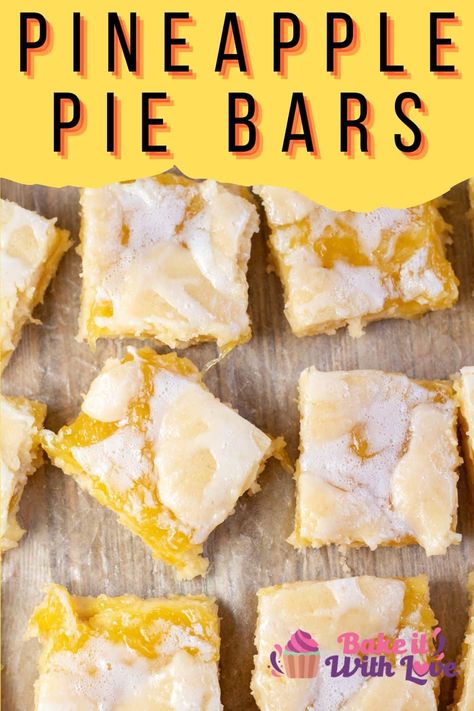 Pineapple Bars Easy, Fish Fry Dessert Ideas, No Bake Pineapple Cream Cheese Dessert, Pineapple Pie Filling, Pineapple Treats, Pineapple Bake, Pineapple Bars, Pineapple Cobbler, Sweet Bars