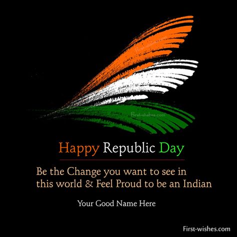 Happy Republic Day Image Wishes with Name Happy Republic Day Wallpaper, Republic Day Wishes, India Republic Day, Indian Flag Colors, Indian Flag Photos, Independence Day Greetings, Indian Independence Day, Greetings Images, Happy Republic Day