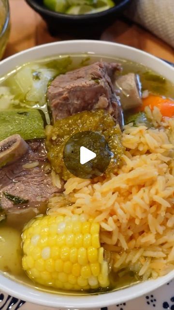 Maria | Pizquita de Sal | Mexican Recipes on Instagram: "Caldo de Res recipe 👇🏽👇🏽👇🏽

In honor of Hispanic Heritage Month, I’m partnering with Swift meats to bring you some of my family favorites.

Ingredients:
- 3 lbs chuck roast, cut into 2-3 inch pieces
- 2 lbs short ribs 
- 1 lb beef shank 
- 1 head of garlic, cut in half
- 1 whole onion (keep the root on)
- 4 tbsp salt
- 11 qt water
- 3 ears of corn, cut into chunks
- 2 chayotes, peeled and chopped
- 2 Mexican zucchinis, sliced
- 4 carrots, peeled and chopped
- 10 small potatoes, unpeeled
- 1 bunch of cilantro
Serving Size: Makes about 8 servings
Cooking Time: Approximately 2.5 to 3 hours

Instructions:

1. Prep the Meat: Grab your Swift meats—3 lbs of chuck roast, 2 lbs of short ribs, and 1 lb of beef shank—and clean them up und Mexican Caldo De Rez Recipe, Mexican Beef Soup Recipes, Short Ribs Soup, Short Ribs Recipes, Best Corn Chowder Recipe, Mexican Zucchini, Mexican Soup Recipes, Small Potatoes, Beef Shank