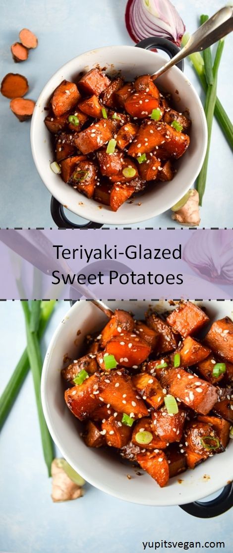 Teriyaki-Glazed Sweet Potatoes | yupitsvegan.com. Oven-roasted sweet potatoes, caramelized in teriyaki sauce. Asian Roasted Sweet Potatoes, Teriyaki Sweet Potato, Sweet Potato Asian Recipes, Teriyaki Potatoes, Asian Sweet Potato Recipes, Asian Sweet Potato, Soup Recipes Potato, Potatoes Oven, Oven Roasted Sweet Potatoes