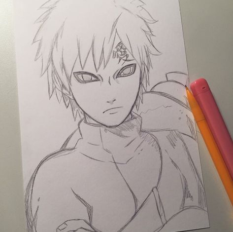 Gaara Sketch Easy, Gaara Sketch Drawing, Gaara Drawing Easy, Naruto Characters Drawings Sketches, Gara Sketch, Gaara Sketch, Naruto Drawings Sketches, Gaara Drawing, Gaara Manga