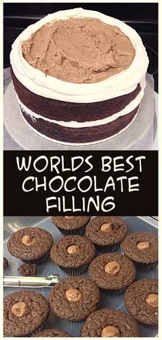 Two ingredients for PERFECT chocolate filling! So many uses for this! Cake Filling Recipes, Cake Filling, Cake And Cupcakes, Cake Fillings, Whipping Cream, Chocolate Filling, Icing Recipe, Yummy Sweets, Filling Recipes