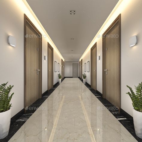 3d rendering modern luxury wood and tile hotel corridor by dit26978. 3d rendering interior and exterior design #Sponsored #wood, #tile, #luxury, #rendering Apartment Corridor, Hotel Corridor, Hotel Hallway, Corridor Design, Black Sconces, Corridor Lighting, Hospital Interior, Led Recessed Lighting, Hotel Room Design