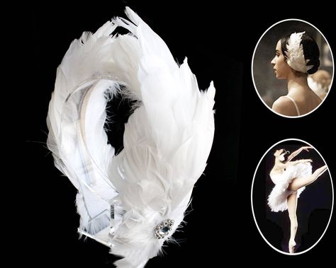 Tutu Reference, Swan Lake Headpiece, Ballet Hair Accessories, Swan Feathers, Swan Lake Costumes, Ballerina Makeup, Ballerina Wedding, Ballet Headpieces, Bridesmaid Headpiece