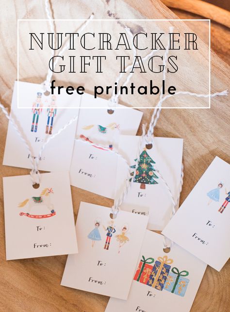 Free Nutcracker Printable Set - notecards, art print, and gift tags #Christmas #Holiday #Christmasprintable #printable Nutcracker Gift Tags Free Printable, Nutcracker Free Printables, Diy Christmas Gift Tags Cricut, Christmas Tag Printable Free, Nutcracker Tags, Free Christmas Gift Tags Printable, Nutcracker Gift Tags, Kids Christmas Tags, Nutcracker Printable