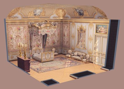 Coquette House, Sims 4 Cottage, Royal Decorations, Sims Medieval, Castle Decor, Sims 4 Anime, Sims Free Play, Royal Furniture, Sims 4 House Design