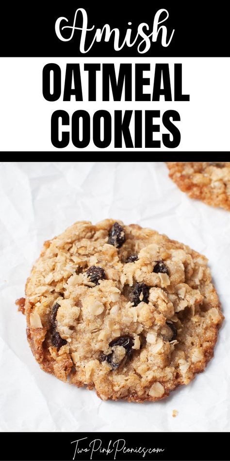 image with text that says Amish oatmeal cookies with an image of a cookie below it Amish Oatmeal, Soft Chewy Oatmeal Cookies, Amish Cookies, The Best Oatmeal, Molasses Recipes, Mennonite Recipes, Best Oatmeal Cookies, Oatmeal Raisin Cookies Chewy, Oatmeal Cookies Chewy