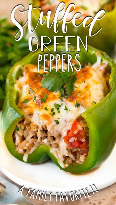 Stuffed Green Pepper, Stuffed Bell Peppers Ground Beef, Best Stuffed Pepper Recipe, Easy Stuffed Pepper Recipe, Green Pepper Recipes, Tomatoes And Cheese, Crockpot Stuffed Peppers, Ground Beef Rice, Cooking With Ground Beef