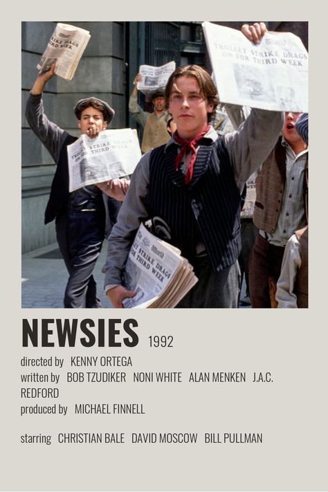 minimalist alternative polaroid movie poster Newsies Poster, Newsies 1992, Space Movie Posters, Avengers Movie Posters, Old Bollywood Movies, Quentin Tarantino Movies, Disney Movie Posters, Marvel Movie Posters, Captain America Movie