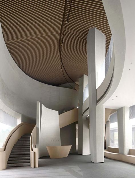 Gallery of The Origin of Life Museum / Fenhom·URO - 2 Luxury Lobby Design, Lobby Ideas, Museum Interior, Book Coffee, Spiral Stairs, Lobby Design, Hall Design, Space Architecture, Hotel Design