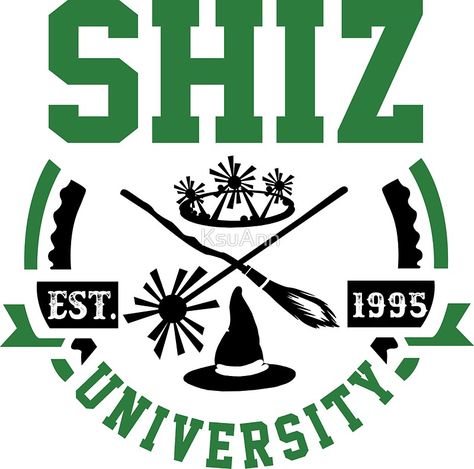 Shiz University - Funny Musical Theatre by KsuAnn Elphaba And Glinda, Emerson College, Wicked Musical, Fantasy Wizard, Wicked Witch Of The West, Wicked Tattoos, Felt Embroidery, Theatre Kid, Logo Sticker