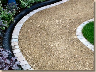 Gravel, Cinder and Hoggin Paths and Drives | Pavingexpert Gravel Walkway, Pea Gravel Patio, Brick Edging, Backyard Walkway, Concrete Walkway, Gravel Patio, Gravel Driveway, Gravel Path, Pea Gravel