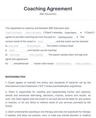 Sign up clients for your coaching services online. Free agreement form template for coaches. Easy to customize and share. Works on any device. No coding. Coaching Contract Template, Coaching Program Template, Life Coach Templates, Life Coaching Worksheets Free Printables, Online Fitness Coaching Business, Life Coaching Tools Worksheets Free, Motivation Topics, Life Coaching Quotes Inspiration, Coaching Contract