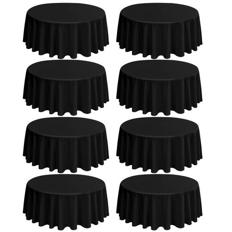 PRICES MAY VARY. 【Package Include】: You will receive 8 packs of 90 inch black round polyester tablecloths, this circle tablecloth is perfect for 48" or 72" round tables, round tables for 6-8 people. Warm Tips: The size of this tablecloth is round 90 inches, if covering a 90 inch round table, the tablecloth will have no sagging part, covering a 90 inch round table will be too small.Sufficient quantities to meet the needs of party events, can effectively protect your table, and can also play a dec Birthday Party Buffet, Round Tablecloths, Black Tablecloth, Table Clothes, Buffet Restaurant, Linen Store, Party Buffet, Black Cover, Linen Textile