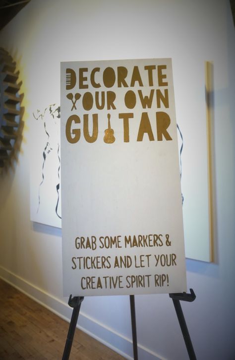 Music Birthday Party Theme, Guitar Party, Music Birthday Party, Music Theme Birthday, Party Signage, Themed 1st Birthday, Music Themed Parties, Rock Star Party, Music Birthday