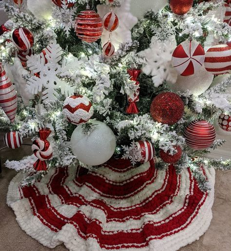 Peppermint Christmas tree skirt, crocheted Peppermint Christmas Tree, Peppermint Christmas, Create Account, Tree Skirt, Christmas Tree Skirt, Google Photos, Peppermint, To Share, Christmas Tree