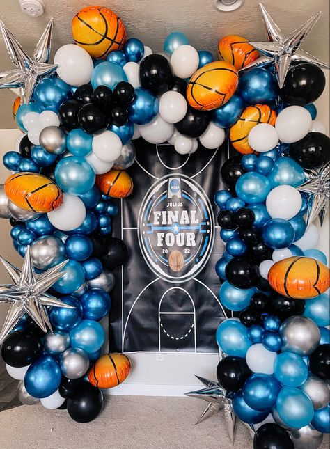 Memphis Grizzlies Party Ideas, Memphis Grizzlies Birthday Party, Nba Birthday Theme, Basketball Balloon Garland, March Madness Birthday Party, Basketball Theme Baby Shower, Balloon Photo Backdrop, March Madness Party, Athletic Banquet