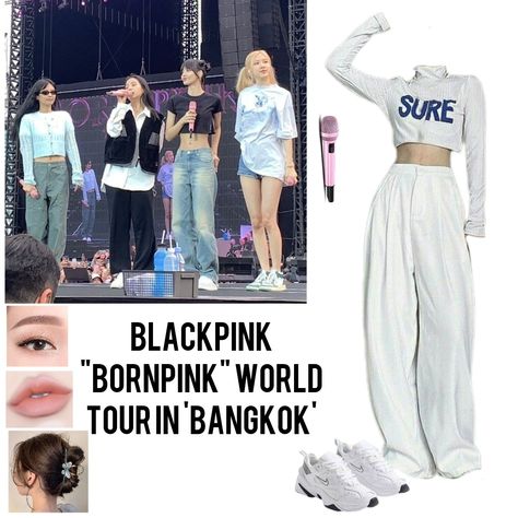 Blackpink Coachella Outfits 5th Member, Blackpink Fifth Member Outfit, Blackpink Rehearsal, Blackpink Outfits Stage, Blackpink Fifth Member, Blackpink 5th Member, Cochella Outfits, Check Outfit, Korean Fashion Kpop Inspired Outfits