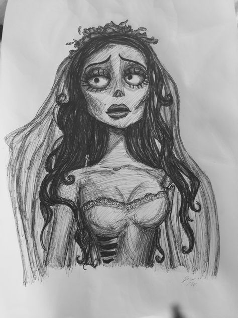 Sketch Book Halloween, Coraline And Wybie Drawing, Drawing Ideas Coraline, Tim Burton Art Style Tutorial, Brats Drawings, Beetlejuice Art Drawings, Corpse Bride Painting Canvas, Coraline Art Drawings, Doll Art Drawing