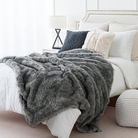 60"x80" Luxury Decorative Fuzzy Warm Cozy Fake Fur Blanket for Bed Sofa Couch Fake Fur Blanket, Grey Faux Fur Throw, Grey Throw Blanket, Faux Fur Throw Blanket, Faux Fur Blanket, Fur Throw Blanket, Grey Throw, Fur Blanket, Fur Throw