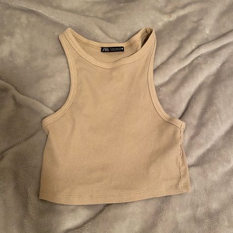 Tan Tank Top Size M Never Worn Beige Tank Top, Tan Tank Top, Tan Top, Zara Tops, Tights, Zara, Tank Top, Tank Tops, Wardrobe