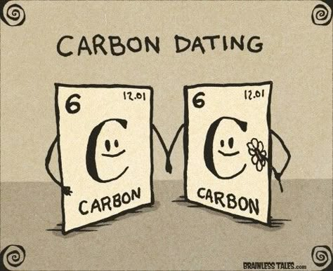 Carbon dating Science Humor Chemistry, Chemistry Puns, Science Cartoons, Biology Humor, Nerdy Jokes, Chemistry Humor, Science Puns, Chemistry Jokes, Nerdy Humor